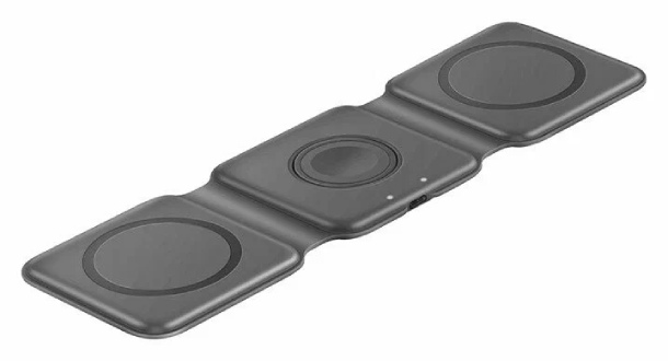 Складывающаяся зарядка 3 в 1 bazic GoMag Trio Plus 15W, (Grey)