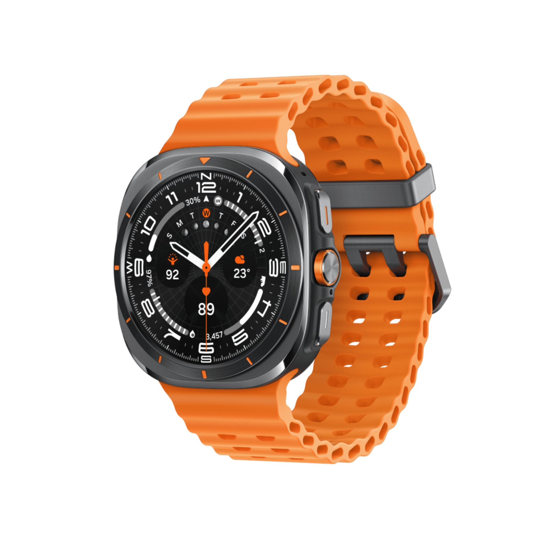 Samsung Galaxy Watch Ultra LTE, 47 мм, 2025, Серый титан, Ремешок Marine Оранжевый