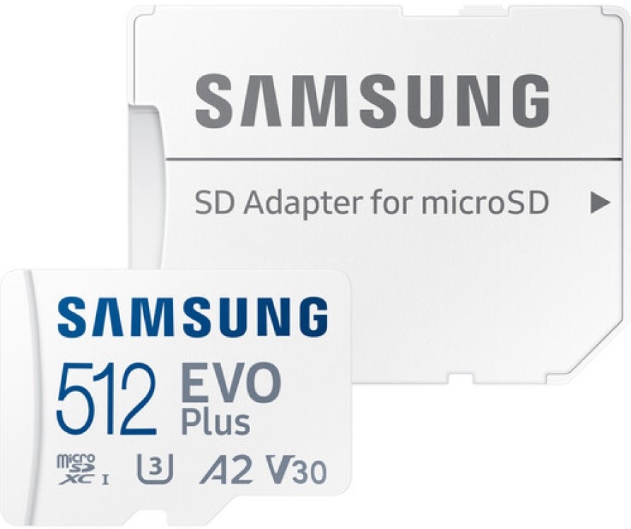 Карта памяти MicroSDXC 512 Гб Samsung Class 10 Evo Plus A2 V30 U3 (R/W 160/90 MB/s) + SD адаптер