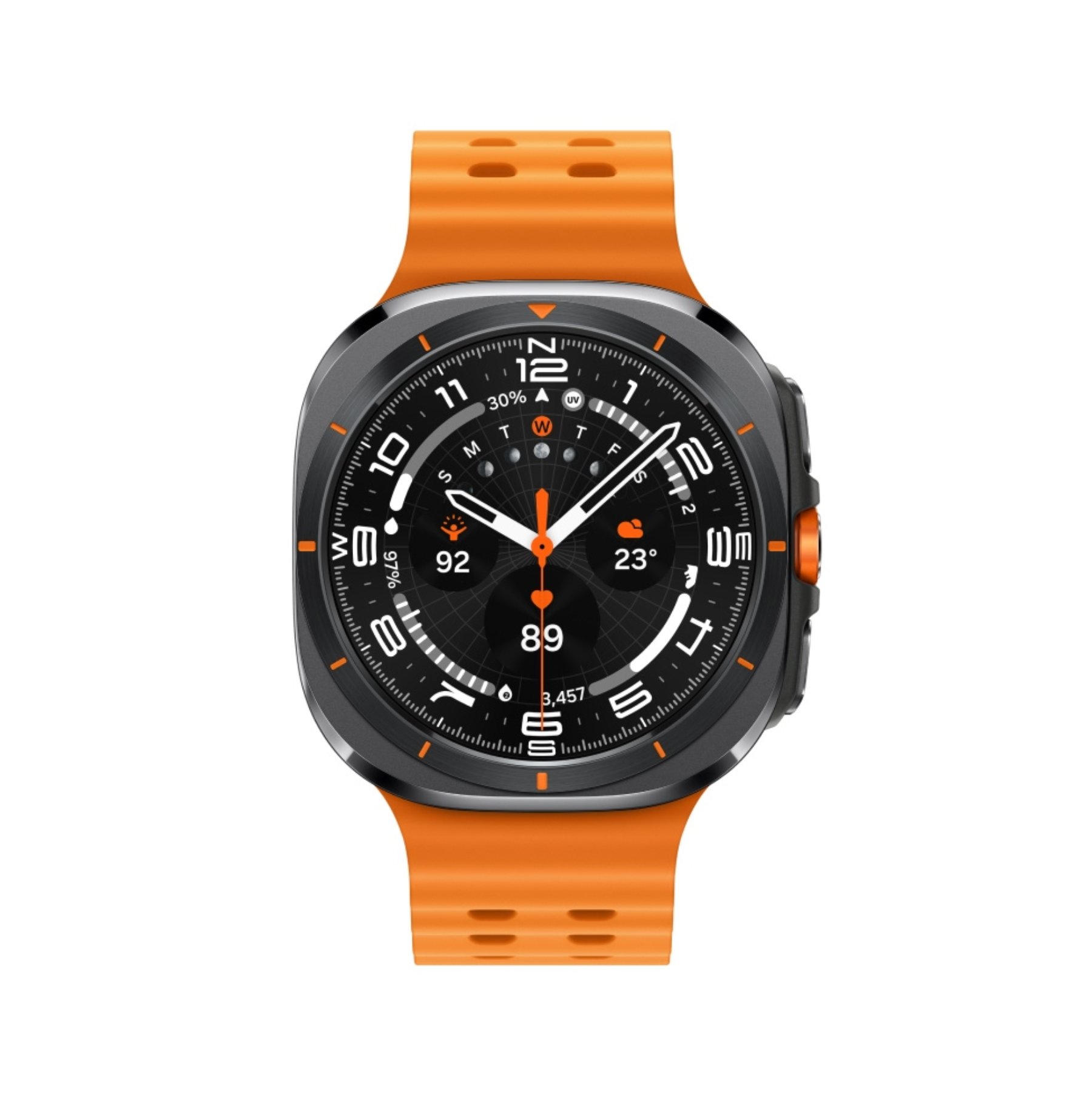 Samsung Galaxy Watch Ultra LTE, 47 мм, 2025, Серый титан, Ремешок Marine Оранжевый