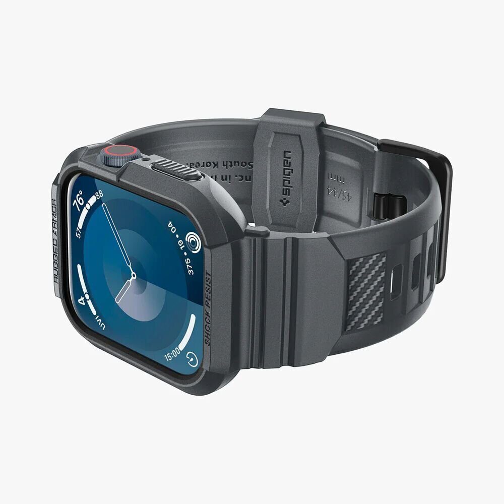 Ремешок+защитный чехол SPIGEN RUGGED ARMOR ”PRO” для Apple Watch 4 / 5 / 6 / 7 / 8 / 9 / SE (44 / 45 мм), Темно-серый